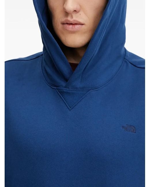 The North Face Blue Hooded Logo-Embroidery Hoodie for men