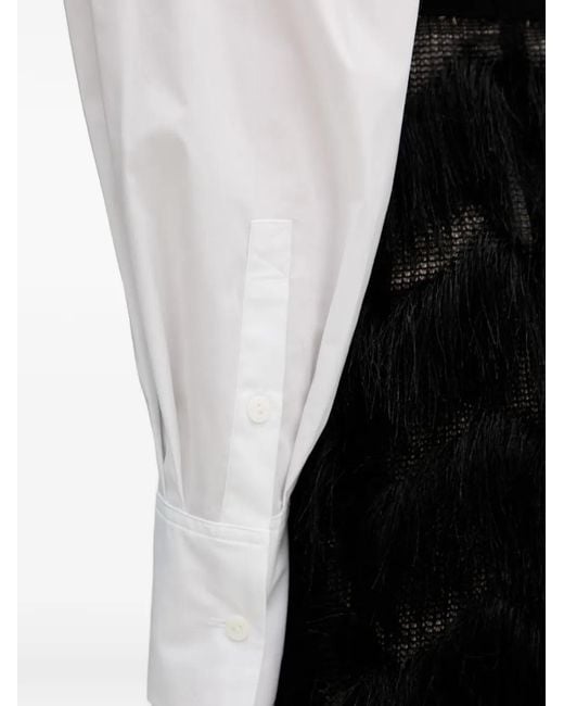 Karl Lagerfeld White Structured-Shoulder Shirt