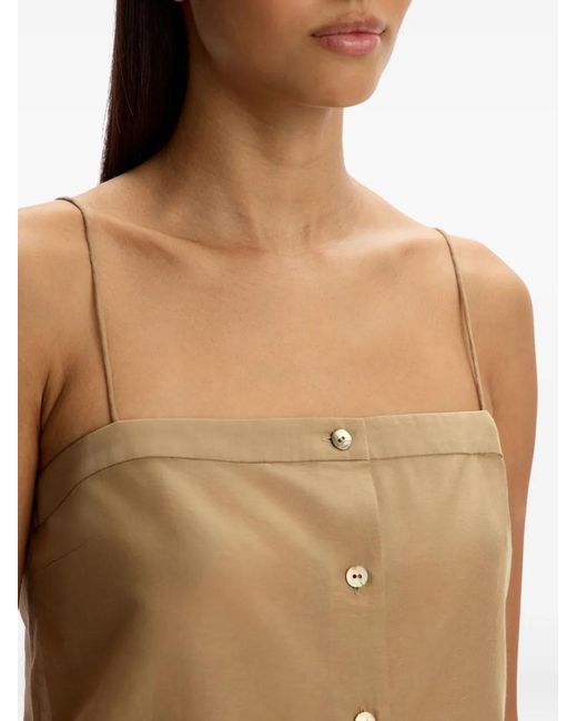12 STOREEZ Natural Button-Front Spaghetti-Strap Top