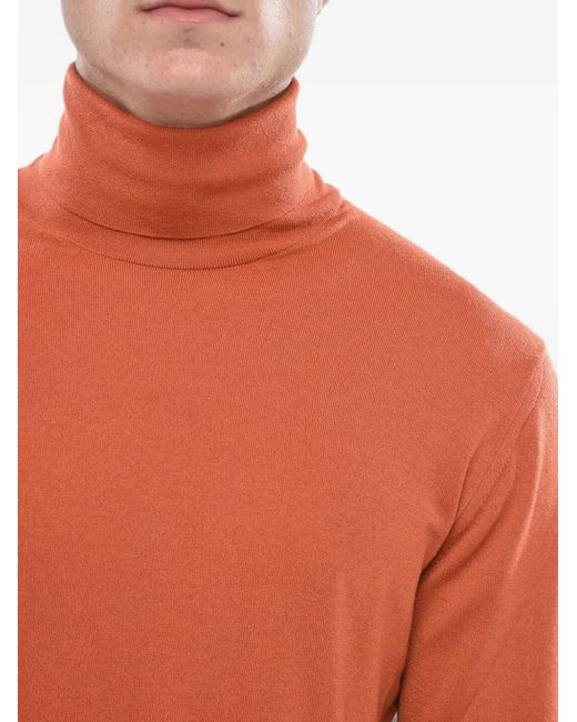 Malo Orange Cashmere Turtleneck Sweater for men