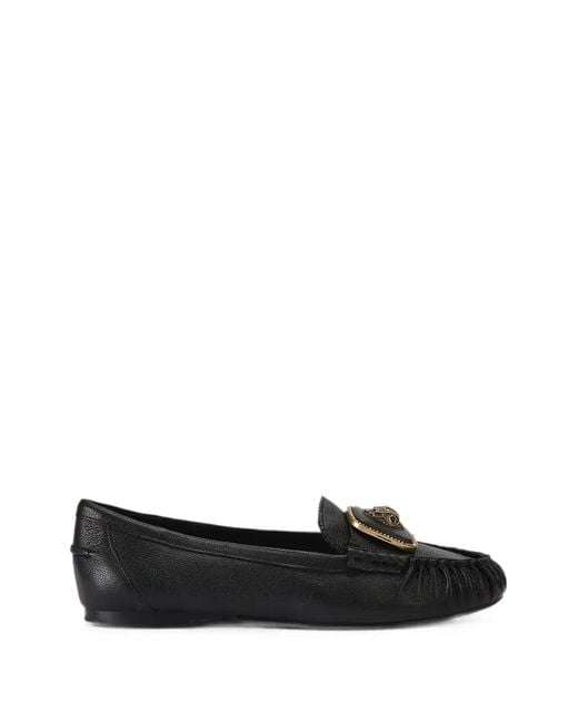Kurt Geiger Black Eagle-Plaque Leather Loafers