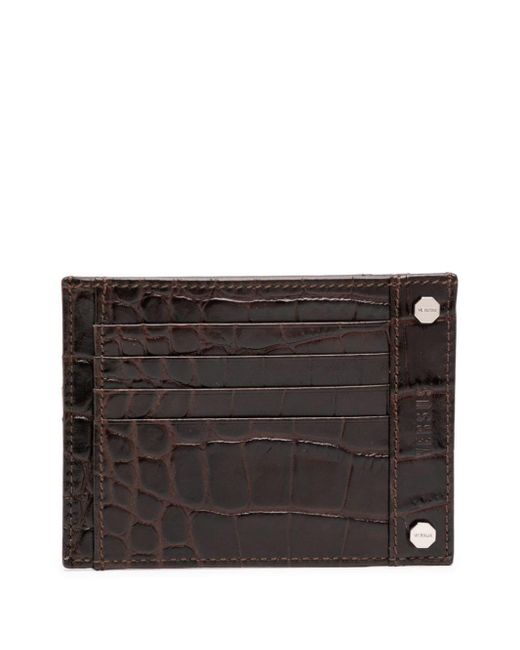 Versace Black Crocodile-effect Leather Wallet