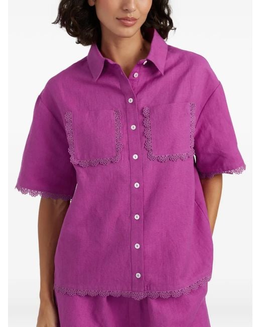 Chinti & Parker Purple Scallop-Trim Shirt