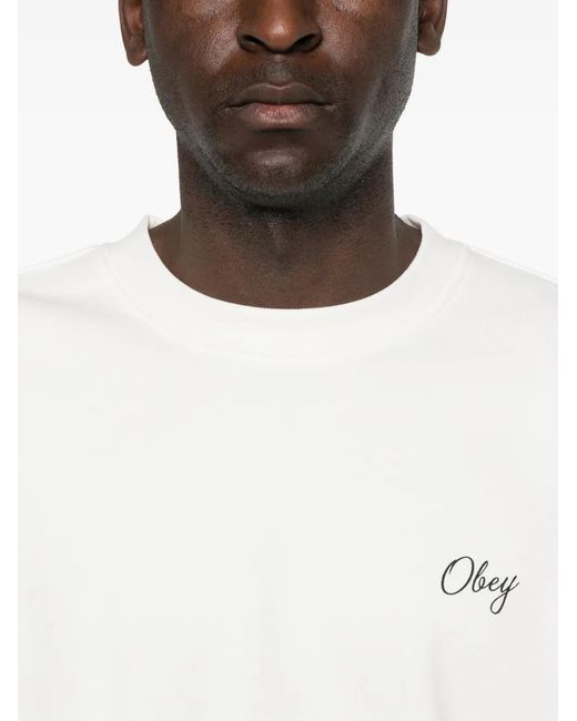 Obey White Paper Rose Graphic-Print Sweatshirt for men