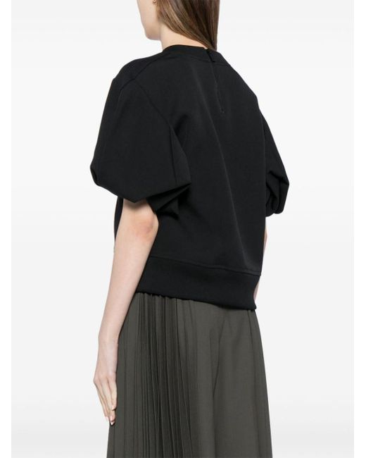 Sacai Black Puff-Sleeves Zipped T-Shirt