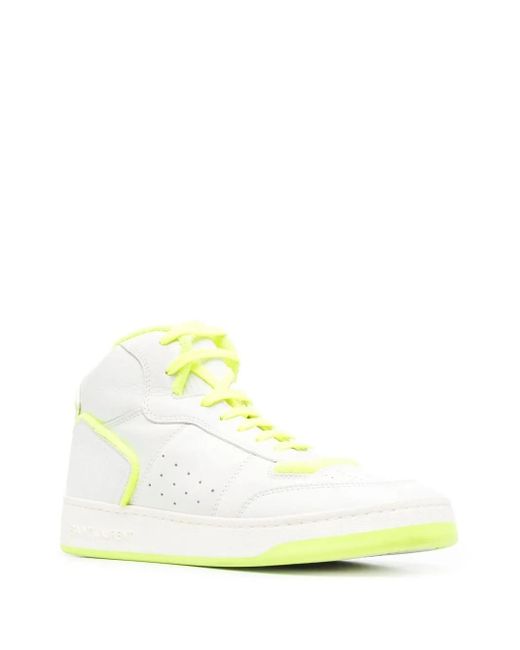 Saint Laurent White Two-Tone High-Top Sneakers