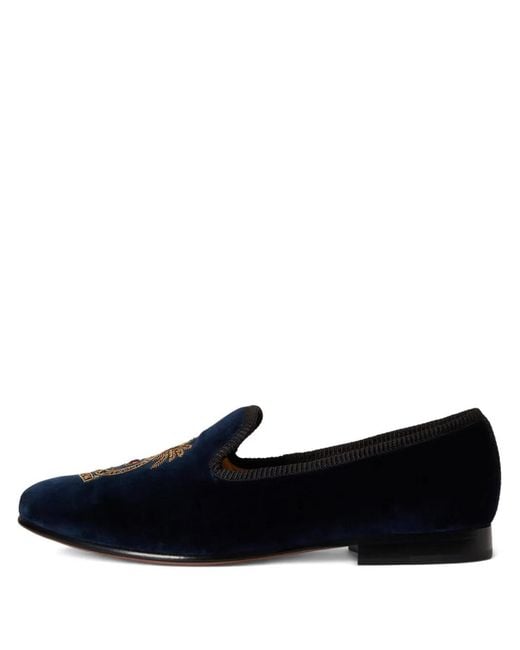 Polo Ralph Lauren Blue Chaussons Paxton Crest En Velours for men