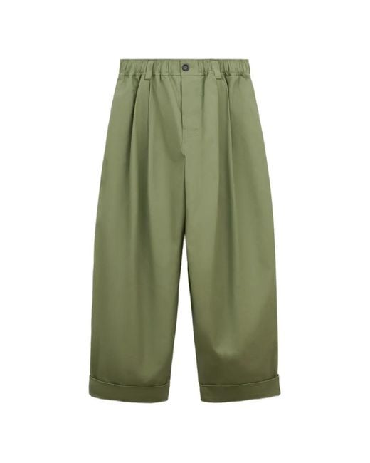 Marni Green Pantalon En Toile Verte À Plis for men