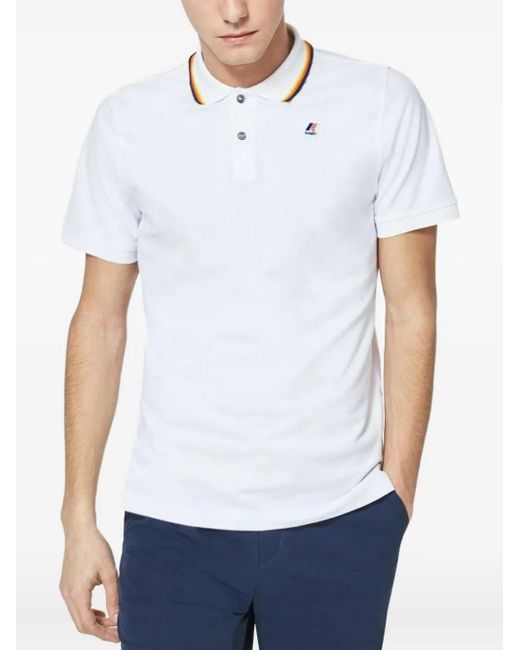 K-Way White Jud Tipped-Collar Polo Shirt for men