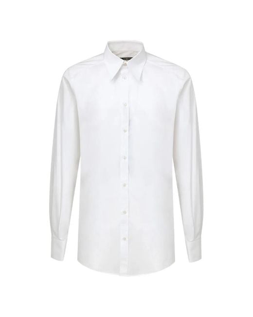 Dolce & Gabbana White Poplin Cotton Shirt for men
