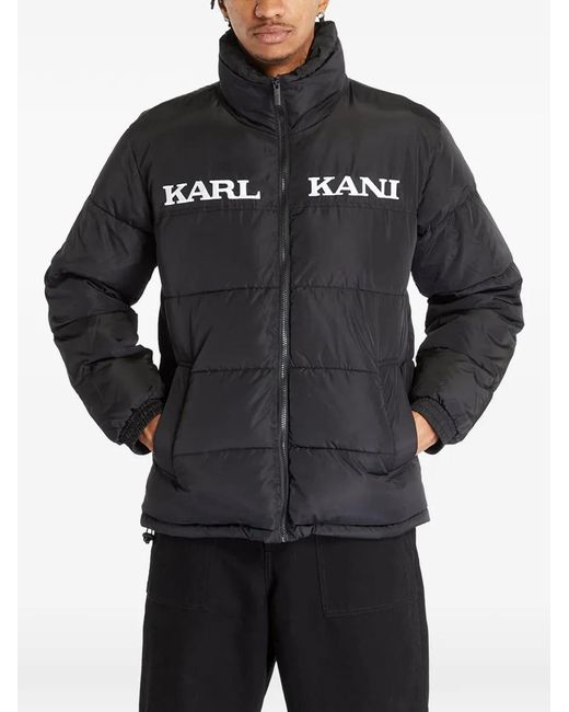 Karlkani Black Logo-Print Padded Jacket for men