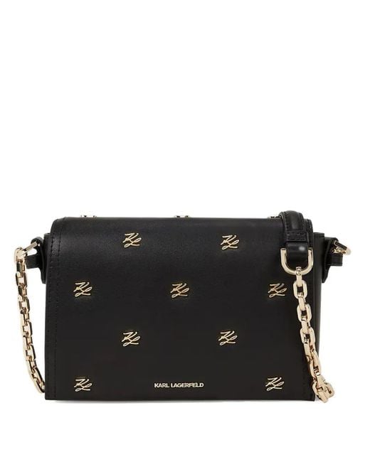 Karl Lagerfeld Black K/Autograph Chain Logo Cross Body Bag