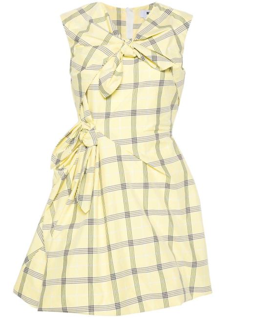 MSGM Yellow Check-pattern Sleeveless Dress
