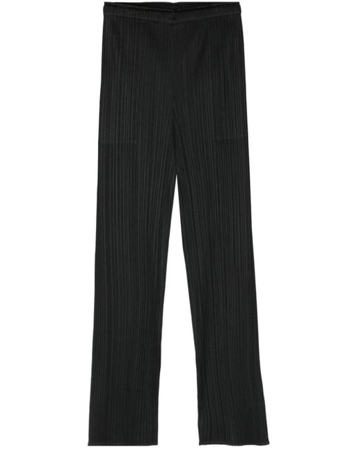 Pantalon droit à design plissé Pleats Please Issey Miyake en coloris Black