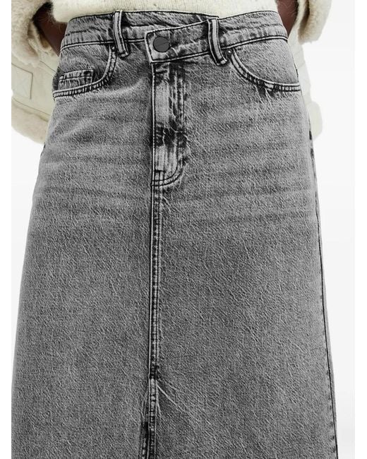 AllSaints Gray Noir Acid-Wash Maxi Skirt
