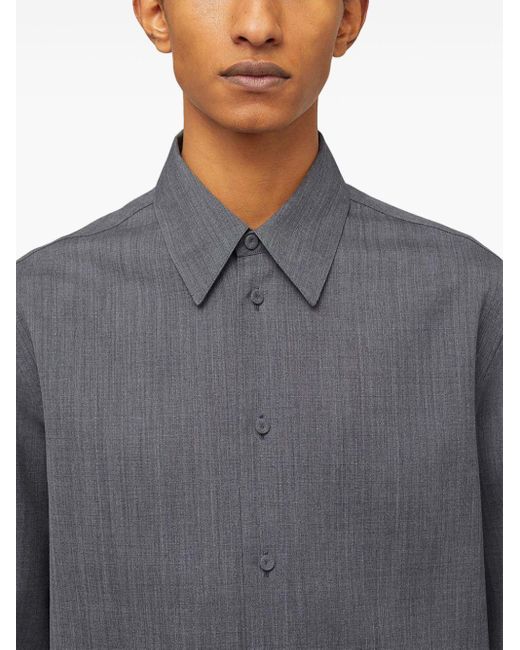 Long-sleeve wool shirt di Jil Sander in Gray da Uomo