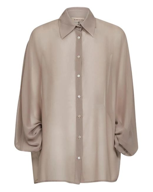Blanca Vita Satijnen Blouse in het Brown