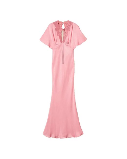 Twinset Pink Short-Sleeve Maxi Dress