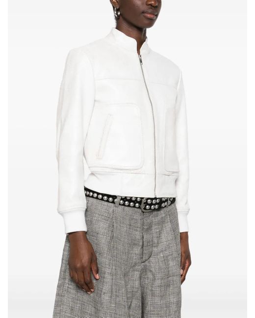 R13 White Cracked-Effect Jacket