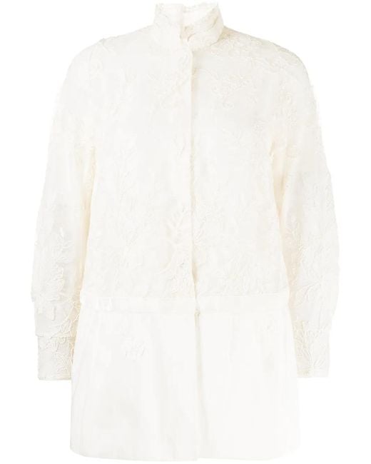 Shiatzy Chen White Embroidered Lace Panel Jacket