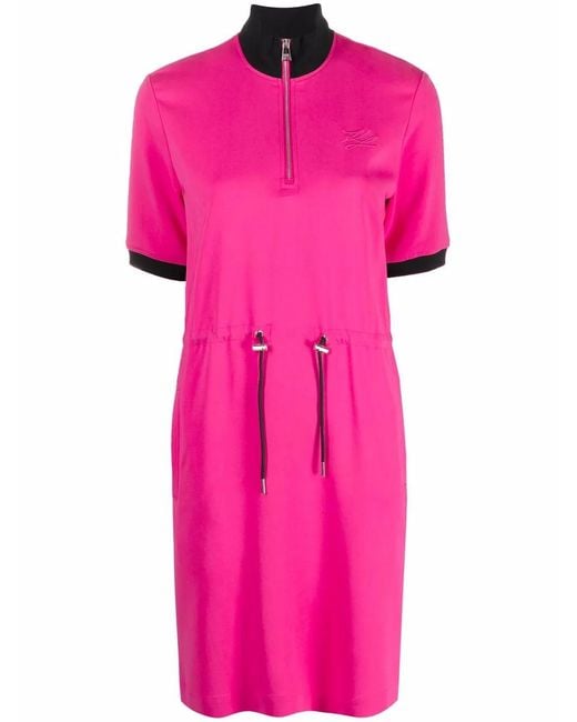 Karl Lagerfeld Pink Toggle-Fastening Short-Sleeve Dress