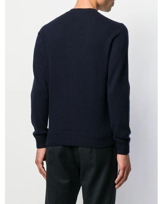 Barba Napoli Blue Round Neck Jumper for men