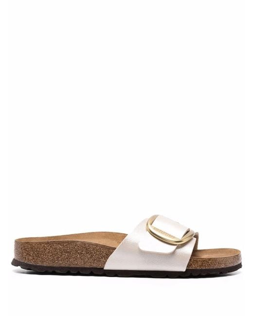 Birkenstock White Madrid Big Buckle Pearl, Birko Flor Graceful