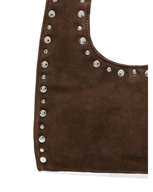 GIMAGUAS Brown Mini Franca Studded Suede Shoulder Bag