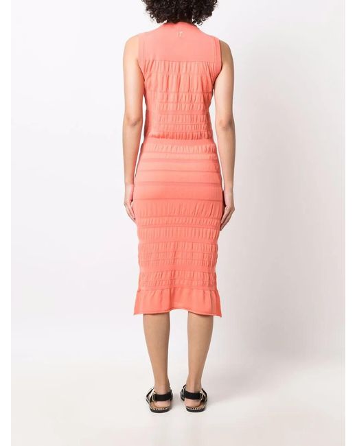 KENZO Pink Ruched-Stripe Midi Bodycon Dress