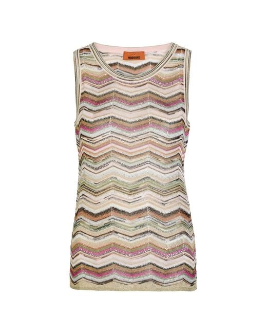 Missoni Natural Chevron Sequin-Embellished Top