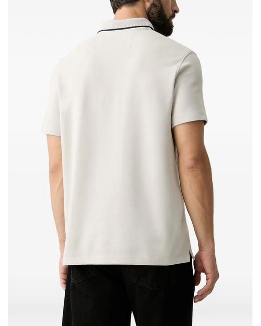 Guess White Logo-Patch Buttoned Polo Shirt for men