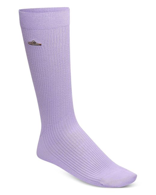Birkenstock Purple Ribbed-Knit Socks