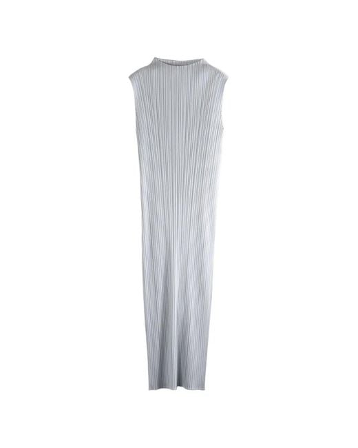 Pleats Please Issey Miyake White Sleeveless Dress