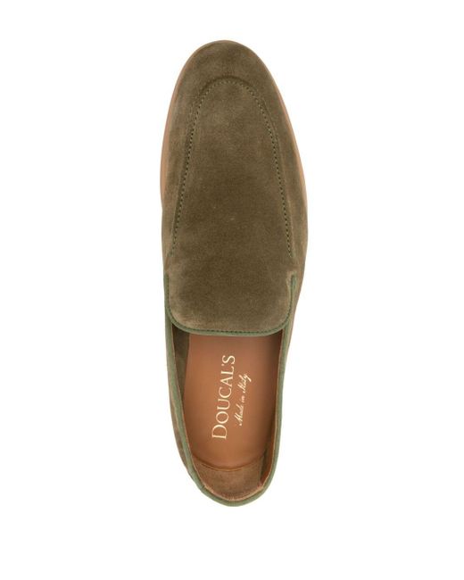 Doucal's Green Almond-toe Suede Loafers for men