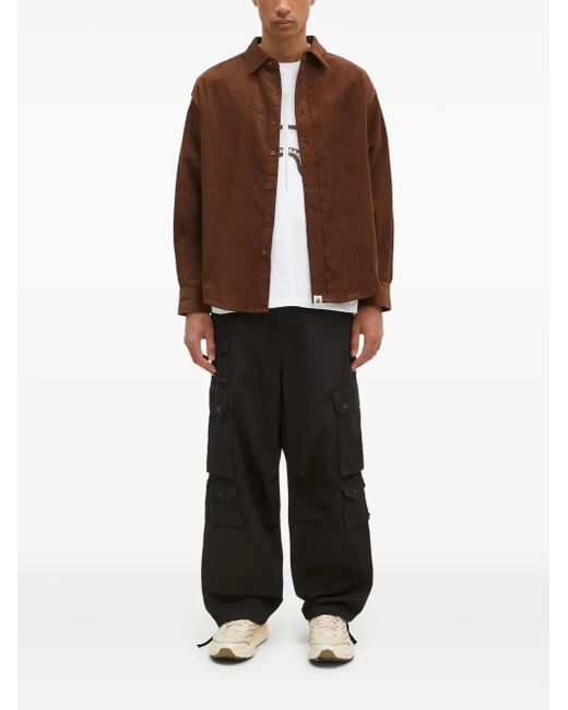 A Bathing Ape Brown Corduroy Button-Down Shirt for men