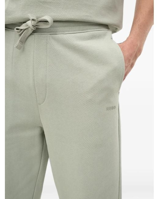 HUGO Gray Drawstring Logo-Print Track Pants for men