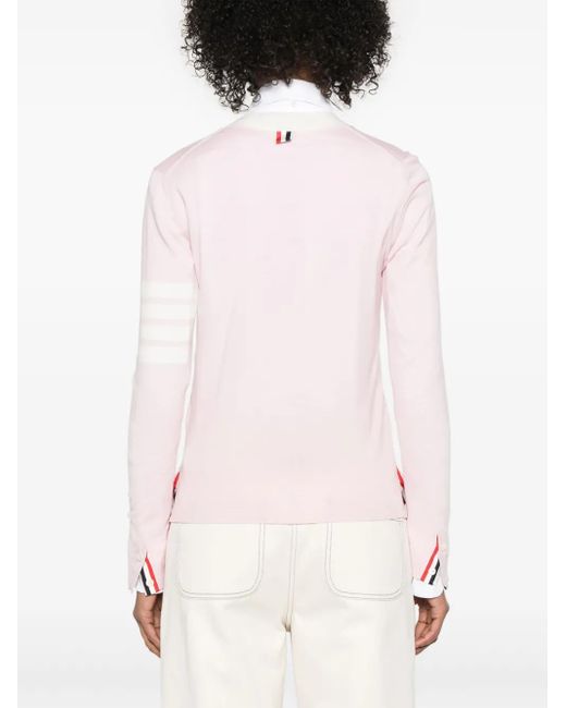 Thom Browne Pink 4 Bar Striped Cardigan