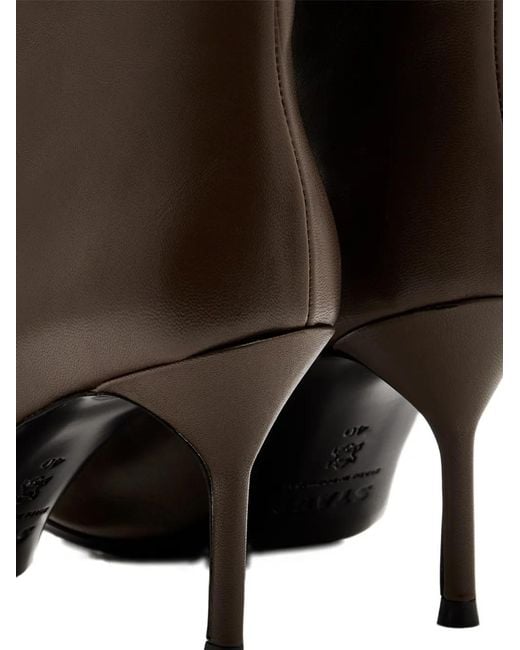 Staud Brown Bottines En Cuir À Bout Pointu 80 Mm