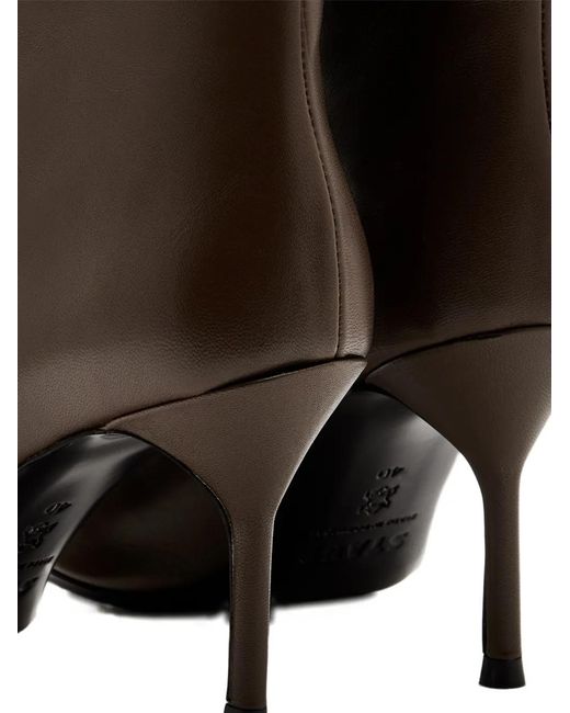 Staud Brown Bottines En Cuir À Bout Pointu 80 Mm