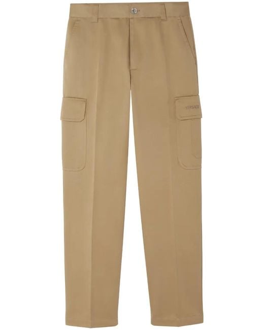 Versace Natural Logo-Embroidered Cargo Trousers for men