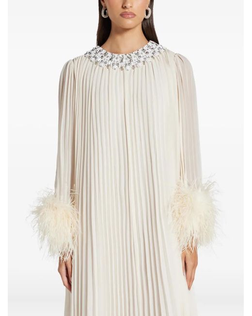 Vestido plisado con apliques Self-Portrait de color White