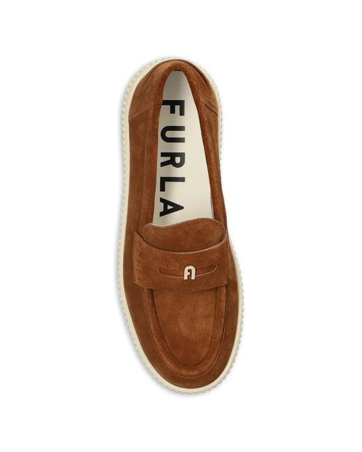 Furla Brown "Sky" Suede Loafers