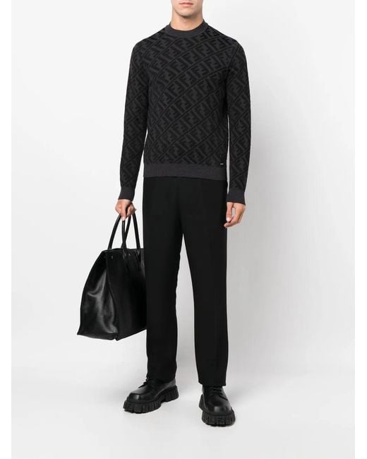 Fendi Black Ff Monogram-Pattern Jumper for men