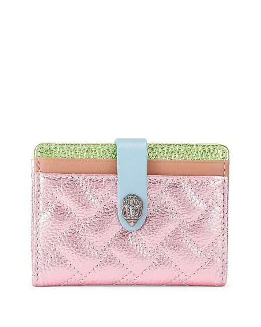 Kurt Geiger Pink Portefeuille Matelassé À Plaque Logo