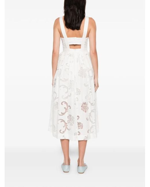 Robe Mi-Longue Fleurie À Col V Sandro en coloris White