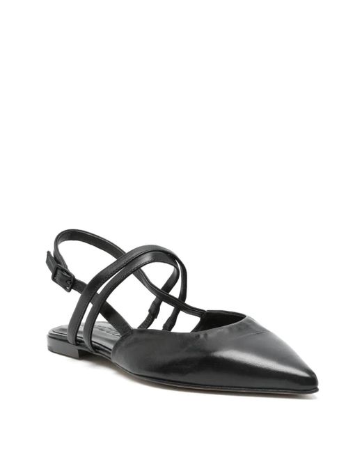 Pomme D ́Or Black Leather Ballet Flats