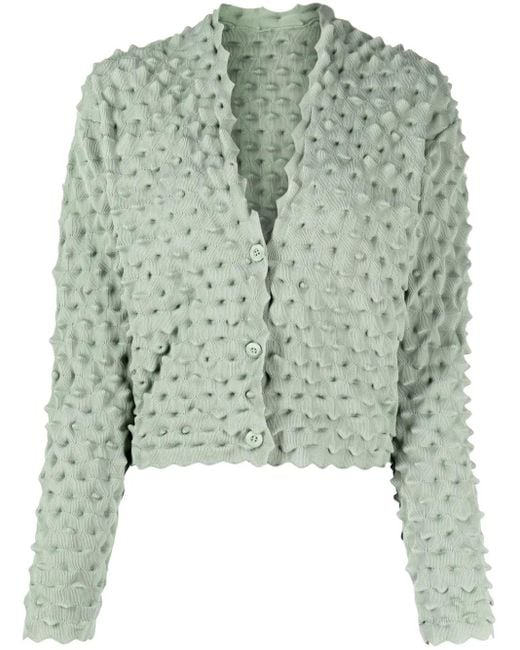 JNBY Green V-Neck Cropped Cardigan