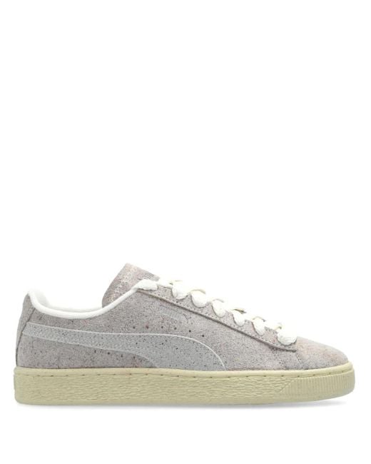 PUMA White R-Suede Sneakers