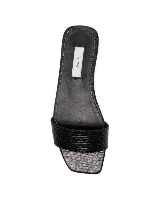 Totême  White Lizard-Embossed Bandeau Sandals
