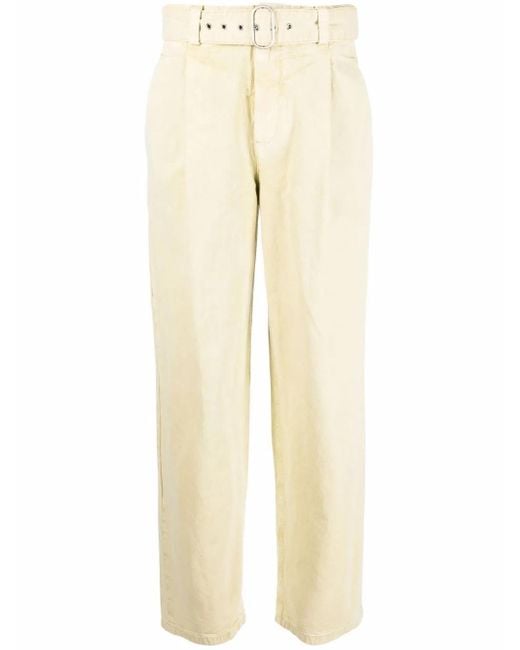 Jil Sander Natural Pleat-Detail Straight-Leg Trousers